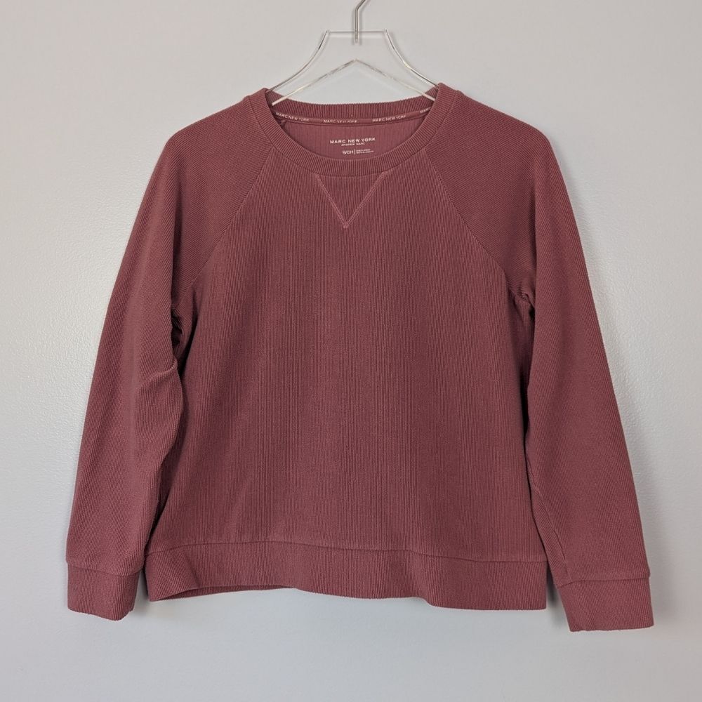 Marc New York Crew Neck Sweatshirt Pink Ribbed Medium